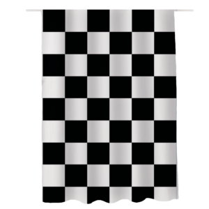 Cortina de cuadros negros con blanco