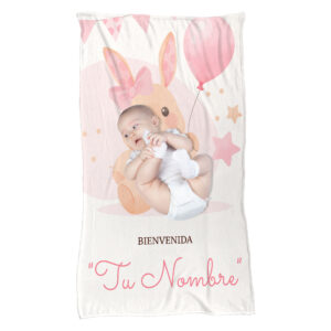 CONEJO ROSA GLOBOS BIENVENIDA