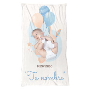 CONEJO AZUL GLOBOS BIENVENIDA